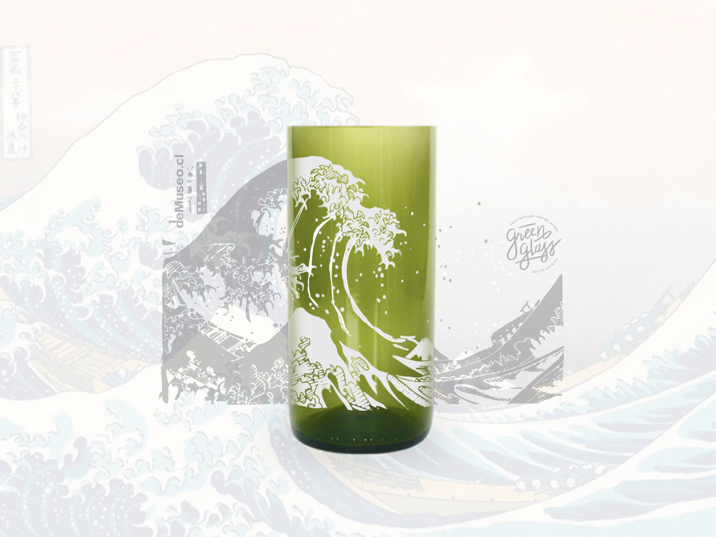 Vaso La gran ola de Kanagawa de Hokusai verde 500ml