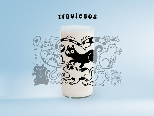 Vaso Traviesos Miau Glass Color Transparente 500ml