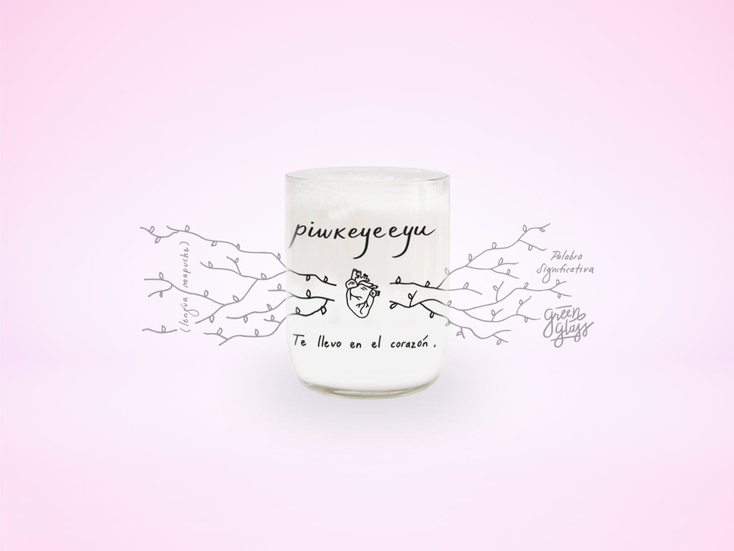 Vaso Piwkeyeeyu (te llevo en tu corazón)  en Mapudungún - trans 200 ml